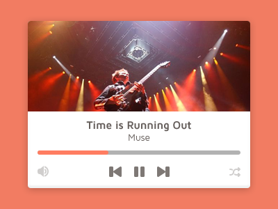 Player app application clean flat interface minimal music music player next pause picture play player previous progress shuffle ui volume web widget