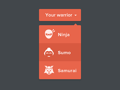 Dropdown menu application clean dropdown flat icons menu ninja orange samurai sumo ui
