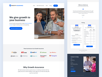Landing page for marketing website campaign canada conversion facebook ads google display instagram ads landing landing page marketing marketing agency optimization pricing table testimonials ui ux web design website