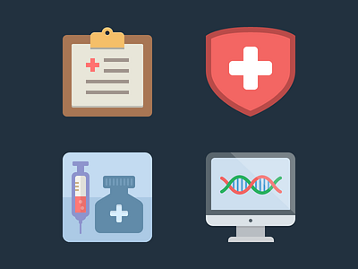 Health flat icons 2 checklist dna flat glyph health icons medical medicine monitor report set syringe