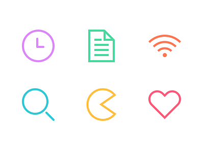 Icons Essentials 3 clock document flat glyph heart icon icons magnifier outline pacman wifi