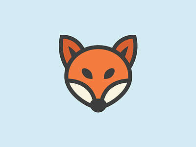 Fox animal brown face flat fox icon illustration logo mark orange simple vector