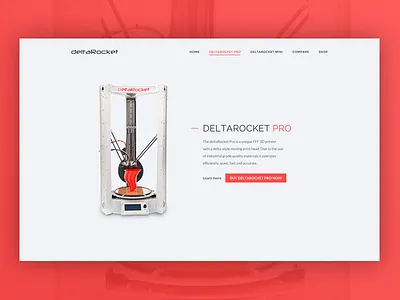 3D printer product page 3d printer ecommerce features filament landing page model print product shop ui design web design