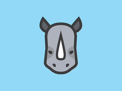 Rhino animal blue branding face flat icon illustration logo mark rhino rhinoceros vector