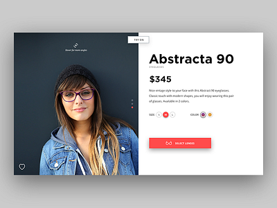 Eyeglasses Product Page cart color e commerce ecommerce eyeglasses glasses preview product page shop size store ui