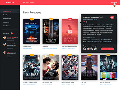 Movie Application UI Details activity app application dashboard flat media movie movies netflix streaming video youtube