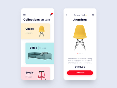 Furniture Store App app app design cart colourful concept ecommerce furniture ios minimalist price shop shopify store ui ux