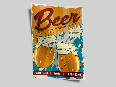Beer Festival Poster beer drawing dribble dribble shot drinks festival graphic illustration illustrator poster sketch