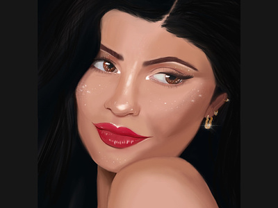 Kylie Jenner beauty drawing dribble earrings girl girl illustration glitters gold illustrator kyliejenner makeup procreate sketch