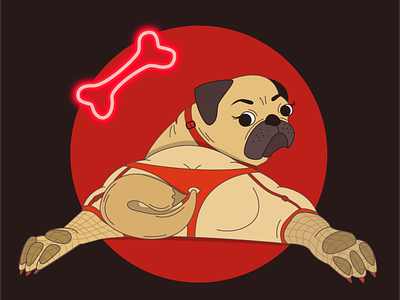 sexy pug dog garter illustration illustrator neon pug red sex sexy stockings thong underpants