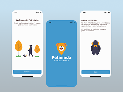 Petminda - Onboarding screens adobexd figma mobile design mobileapp mobileappdesign product design ui design uxdesign uxuidesign