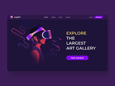 Art Gallery Landing Page background design design illustration landing page ui webpage