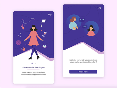A Professional Network for Women - Design & Dev | Mobile App android animation branding business divami illustrations ios mentoring mentorship mobile design onboarding professional social social network ui user experience userinterface ux women women empowerment