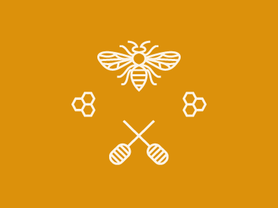 Honey stuff bee design hive honey honeycomb icon logo mark unused yellow