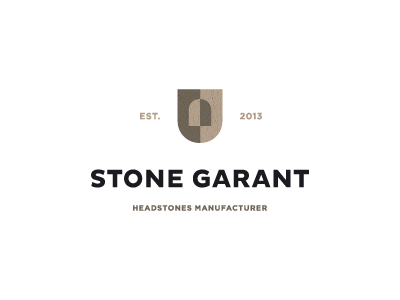 Stone garant crest design garant headstone icon logo manufacturer mark memory shield stone unused