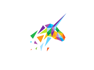 Unicorn colorful debris design horse illustration logo mark multiplay mythology unicorn unused