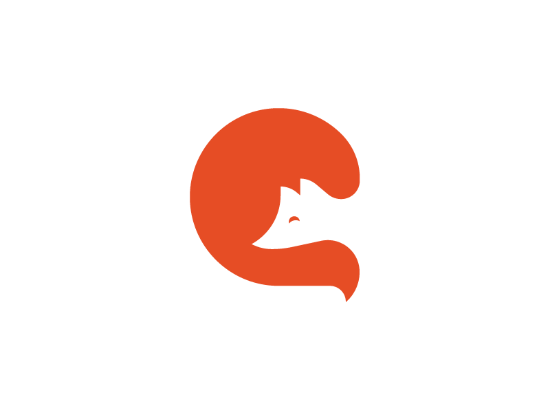 Fox process unused maked in round circle animal negative space fox logo design mark illustration