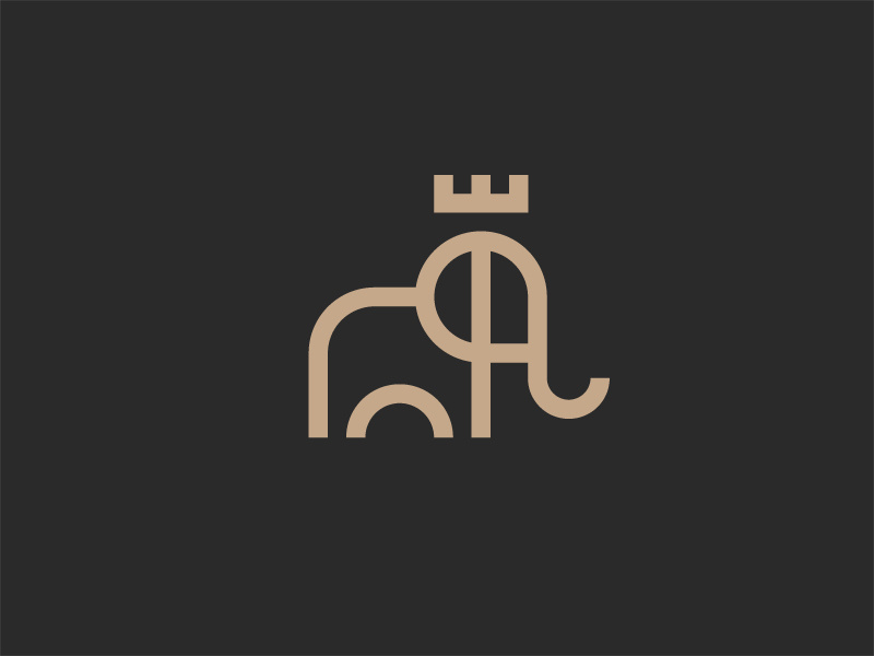 King elephant unused animal mark elephant icon logo king krown design line minimal illustration