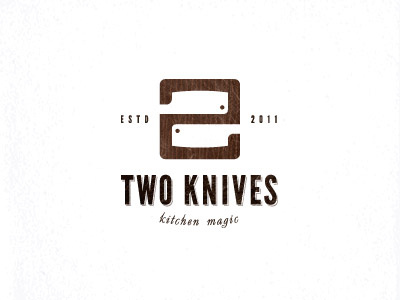 Two knives 2 backsword board design kitchen knife knives logo magic negative space old show two unused wood