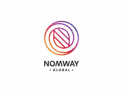 Nomway global circle circular design gradient letter logo motion moving n process round twist unused way
