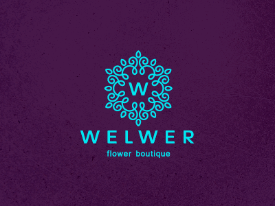 Welwer boutique crest design flower letter logo tracery unused w