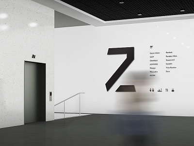 Signage wall arrow design icon identity info interior mall navigation polygon shopping center sign signage