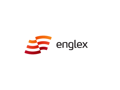 Englex design e education englex english flag geometric gradient language learning letter lettering logo mark motion online school shape skype sound teaching training transfer typography wave