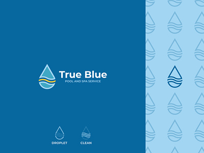 True Blue brand brand design brand identity branding branding design clean cleaning drop droplet flat icon logo logo design logodesign logos logotype minimal pool repair
