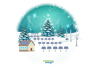 Dribble Tomorrow Energy christmas christmas card energy green energy holidays illustration illustrator solar
