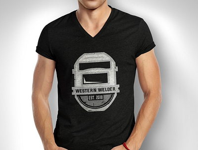 Western Welder Tshirt Design Greyscale branding clothing design illustration tshirt typography