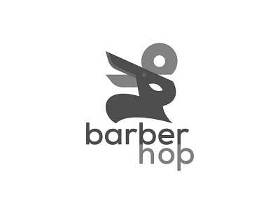 BarberHop Hair salon Logo Design barber design greyscale hair illustration logo salon