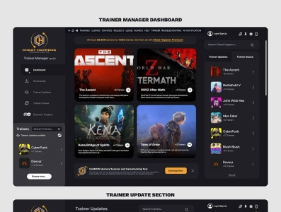 Game Trainer windows app ui graphic design ui