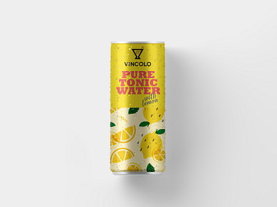 Tonic Water can design with lemon