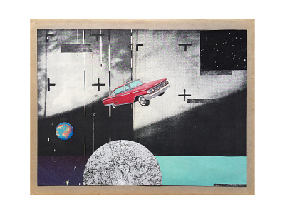 Tesla (1/5) car collage craft earth graphics handmade illustration moon photograpy red sky space