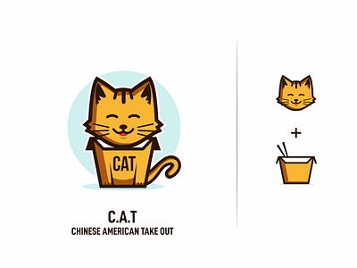 Chinese American Take out animation app branding design flat icon illustration logo minimal vector