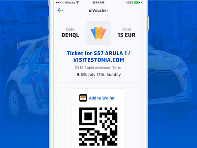 Rally Estonia 2016 Ticket screen app apple design estonia interface ios iphone mobile rally ticket ui ux