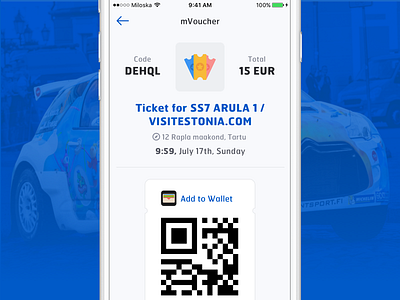 Rally Estonia 2016 Ticket screen