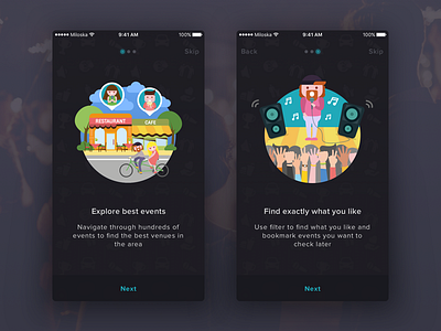 Go through it! activity android app design events ios miloskiy mobile party ui ux walkthrough