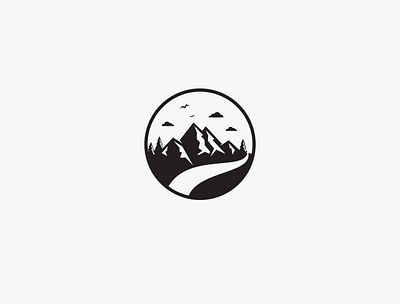 Mountain view abstract design green hill icon illustration isolated landscape logo mountain nature outdoor peak rock sign silhouette symbol travel vector view
