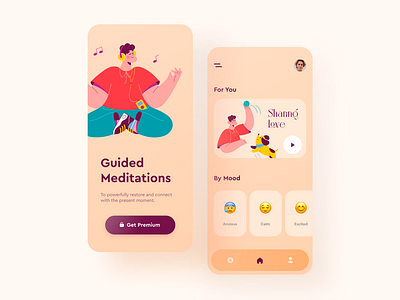 Guided Meditations App app design innovate mobile mobile app mobile app design mobile design ui ux