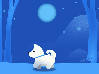 Dog Walk in the Moonlight animation 2d design dog dog illustration illustration loop animation motion graphics run cycle vector illustration