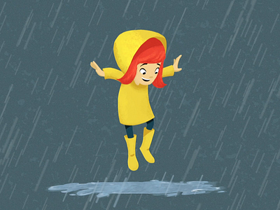 Jumping in the Rain animation 2d cel animation frame by frame animation jump little girl loop animation rain splash