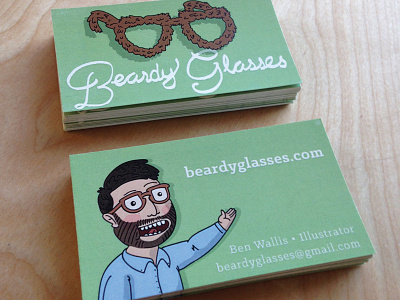 Beardy Glasses Cards business card illustration