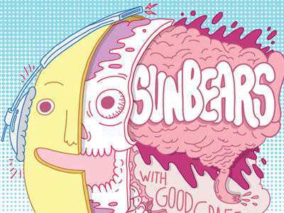 Sunbears! Brains Poster band brains gross guts illustration poster show sunbears weird