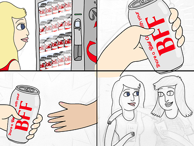 Diet Coke BFFs bff coke diet coke draft illustration rough