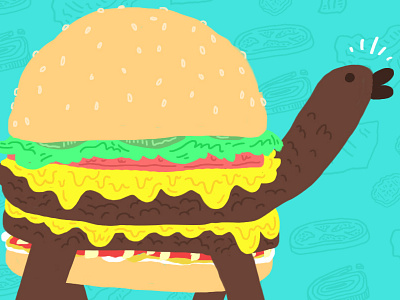 Double Turtleburger With Cheese burger cheese drawing illustration turtle