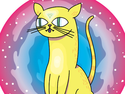 Psychedelic Space Cat in Color cat color illustration psychedelic space