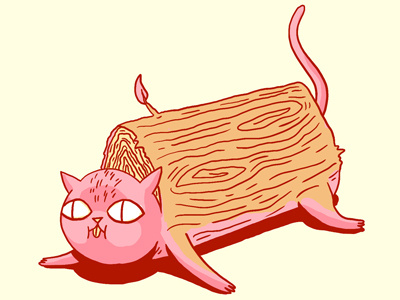 Cat A Log cat cute dumb funny illustration kitty pun