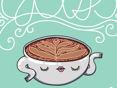 Working on some latte art cartoon coffee cute drawing illustration latte type