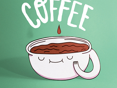 Lil' Coffee Guy character coffee die cut drip illustration type